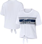 WEAR by Erin Andrews Women's WEAR by Erin Andrews White Jackson State Tigers Striped Front Knot Cropped T-Shirt