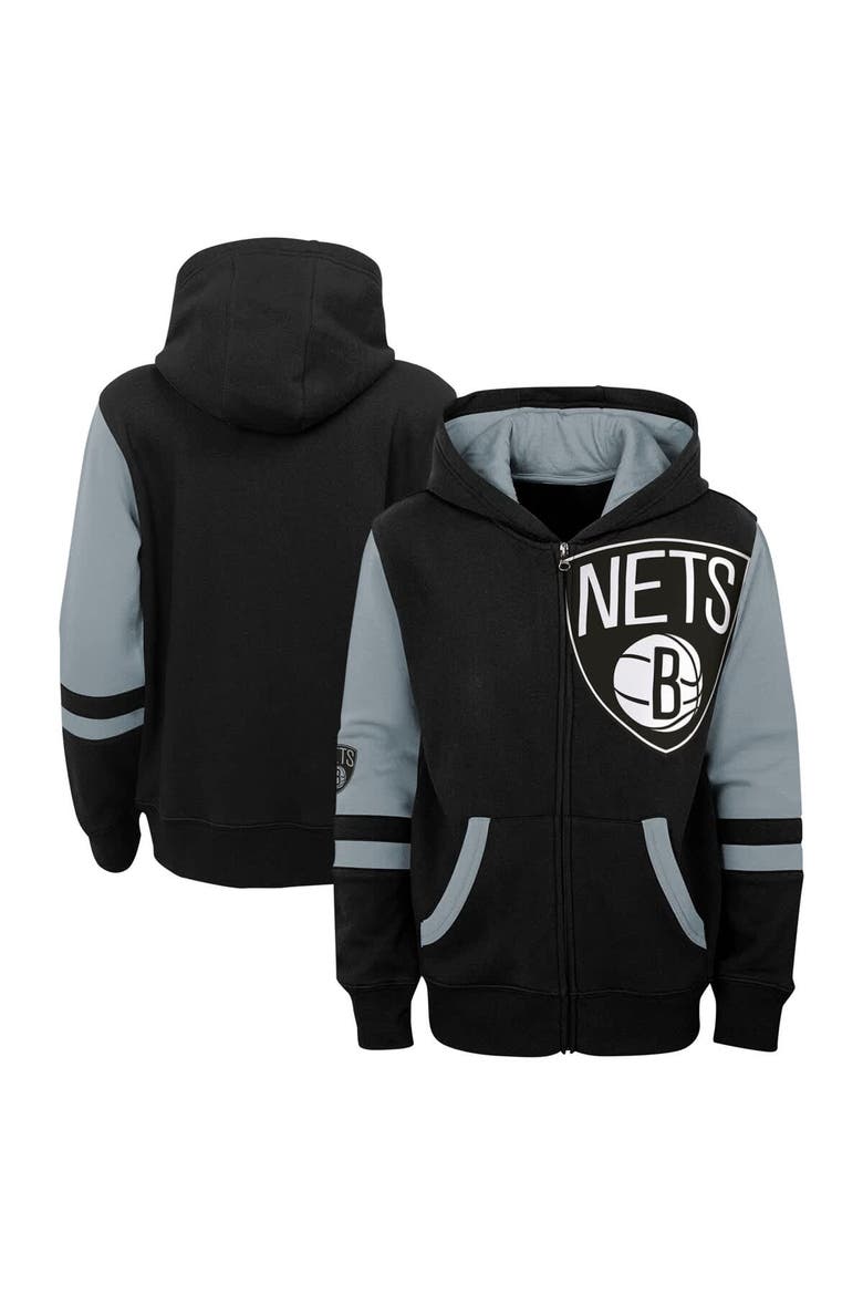Preschool Black Brooklyn Nets Straight To The League Full-Zip Hoodie, Alternate, color, Black