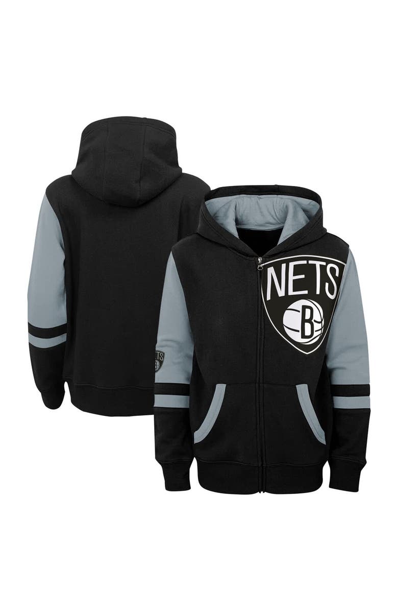 Outerstuff Preschool Black Brooklyn Nets Straight To The League Full-Zip Hoodie, Alternate, color, Black