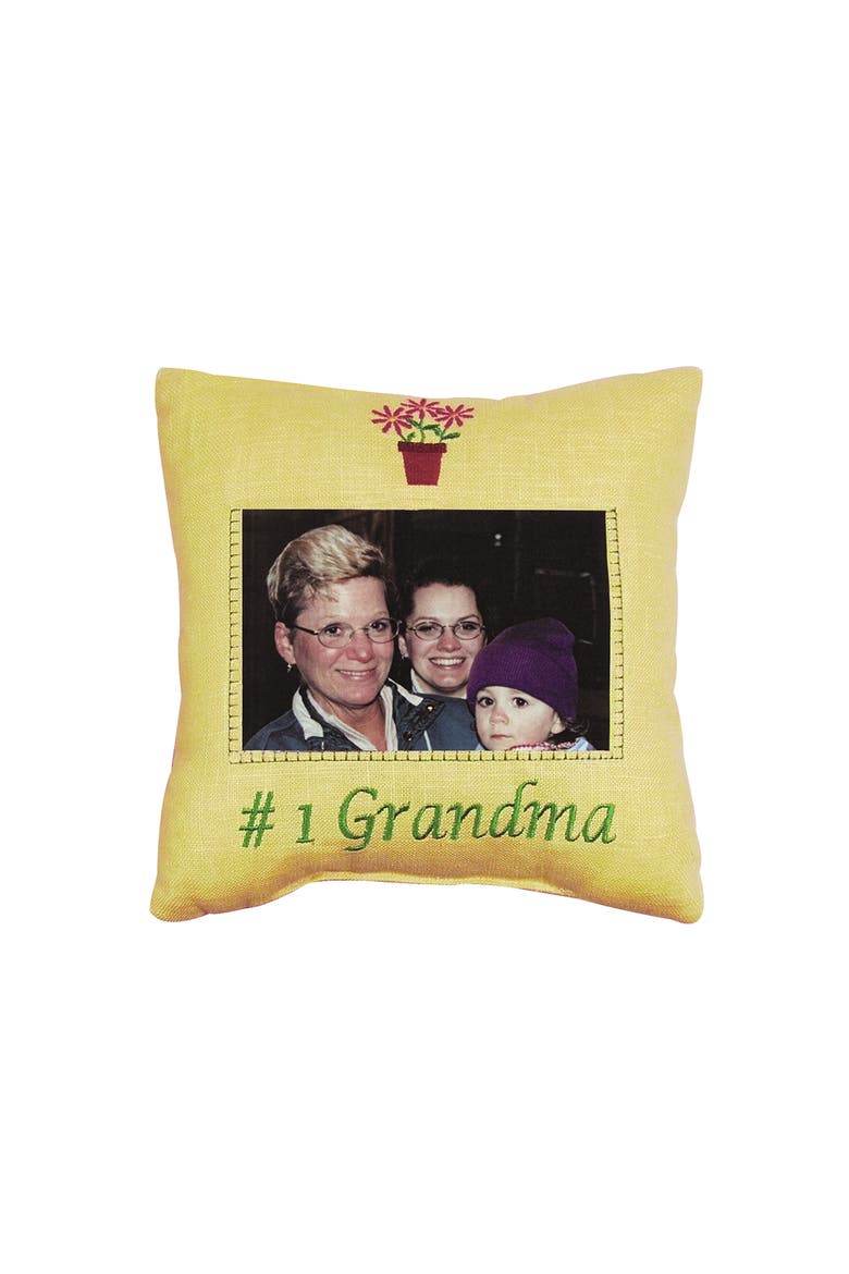 #1 Grandma Picture Small/Petite Accent Pillow, 10" x 10", Main, color, Yellow