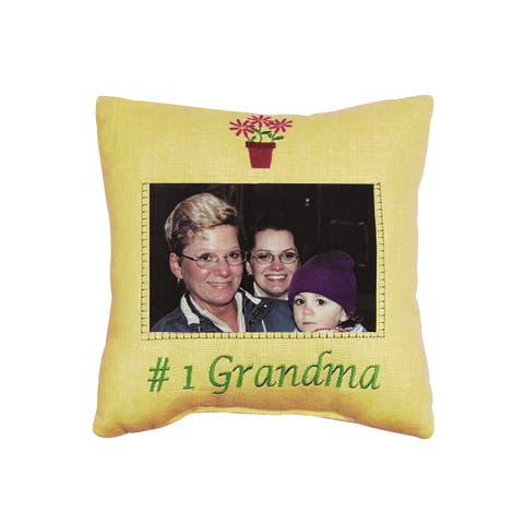 #1 Grandma Picture Small/Petite Accent Pillow, 10" x 10"