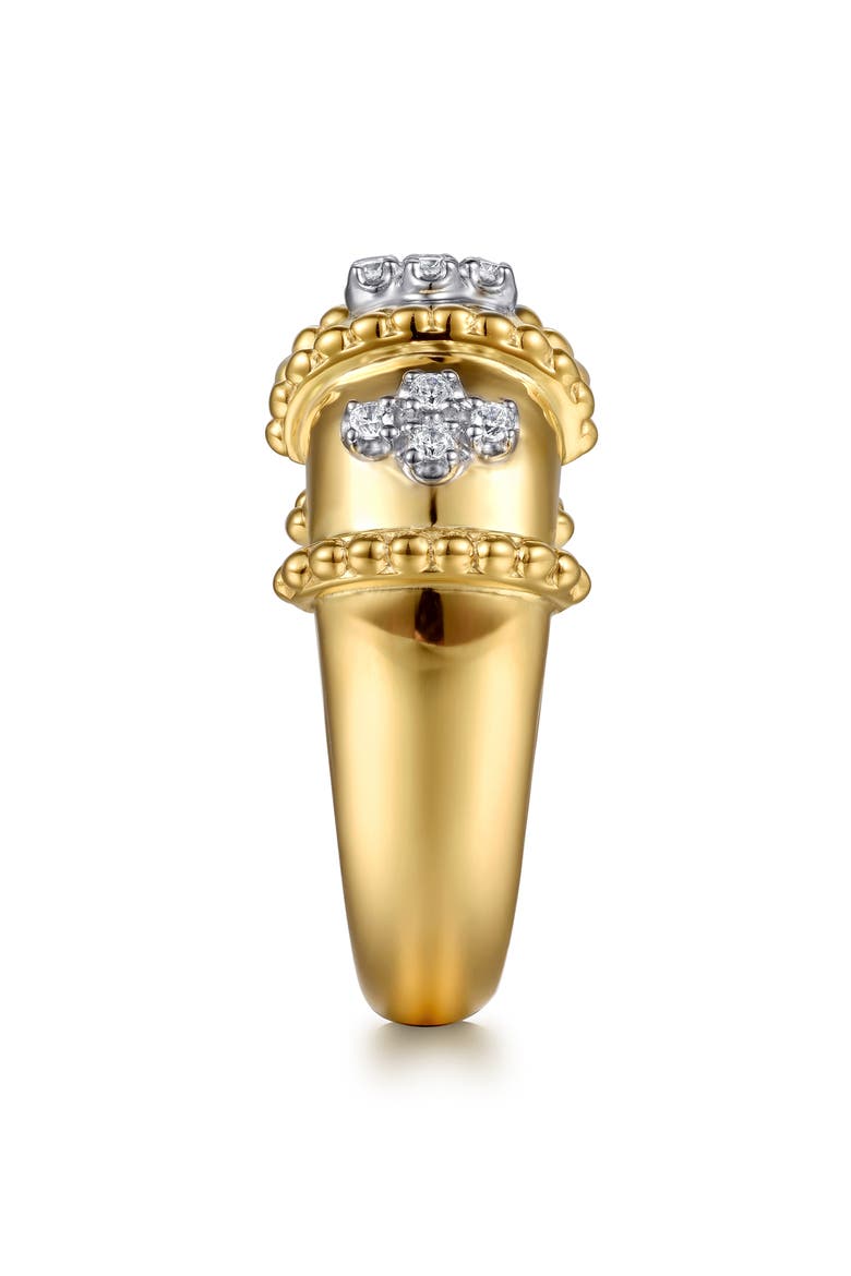 Bujukan Clover Diamond Wide Band Ring, Alternate, color, 14K YELLOW/ WHITE GOLD