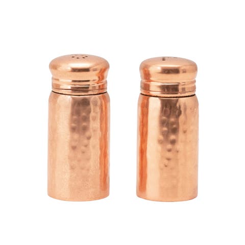 Round Hammered Stainless Steel Salt and Pepper Shakers