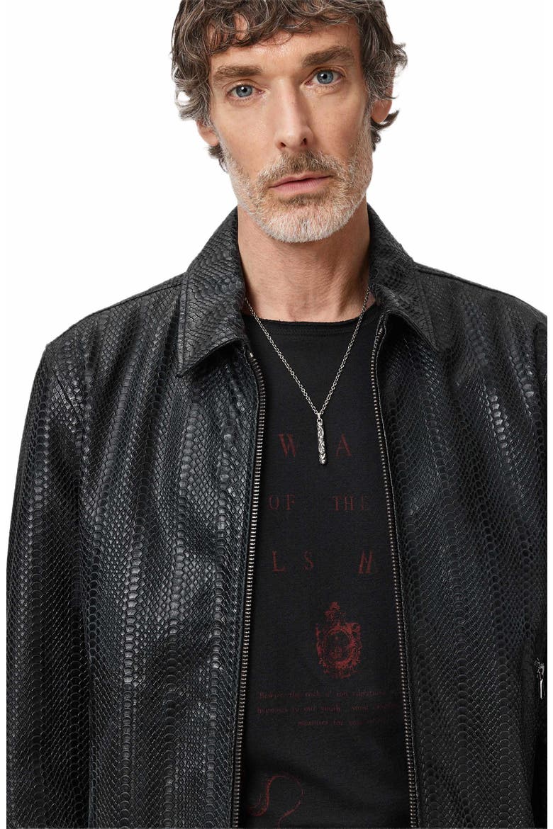 Benjamin Embossed Leather Jacket, Alternate, color, BLACK