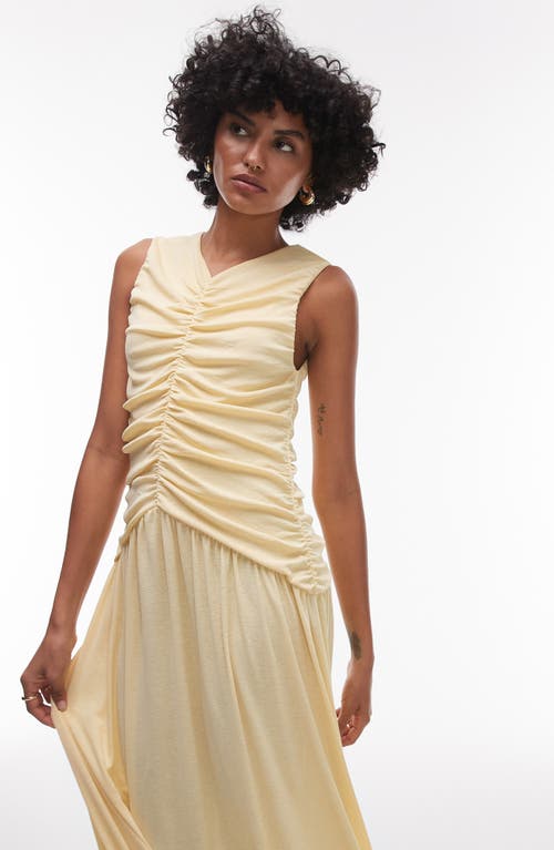 Topshop Drop Waist Ruched Maxi Dress
