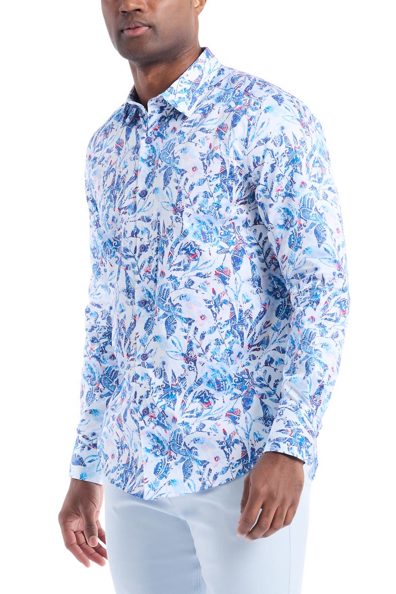 Long Sleeve Button Up Shirt, Alternate, color, BLUE MULTI