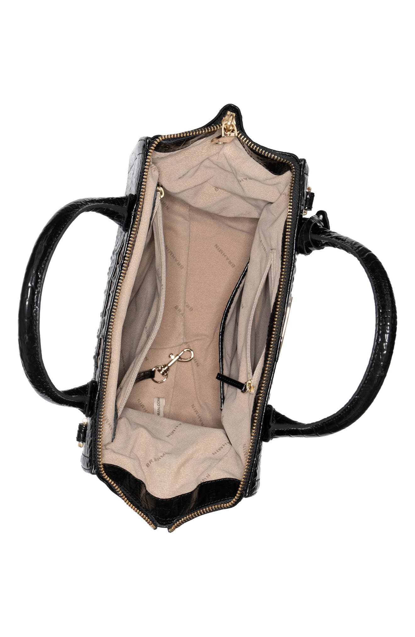 Brahmin Small Caroline Croc Embossed Leather Satchel, Alternate, color, 