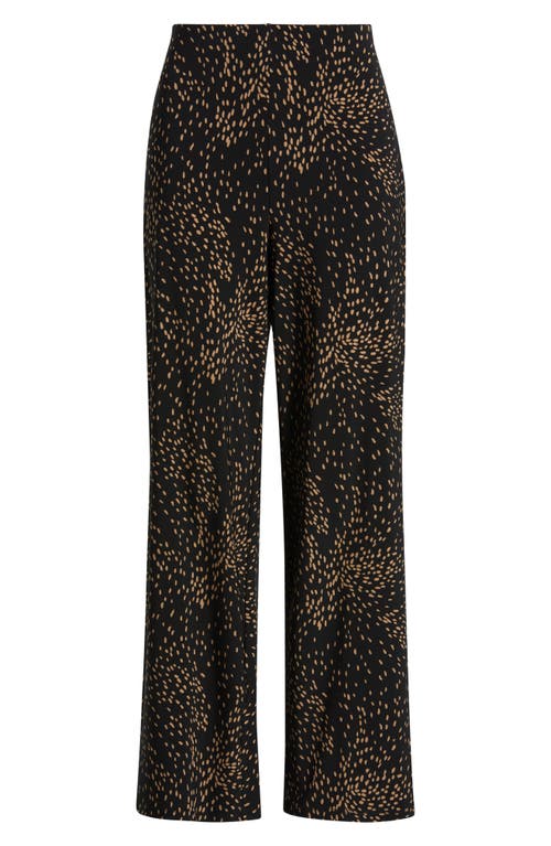 Ak Anne Klein Print Wide Leg Pull On Pants In Black