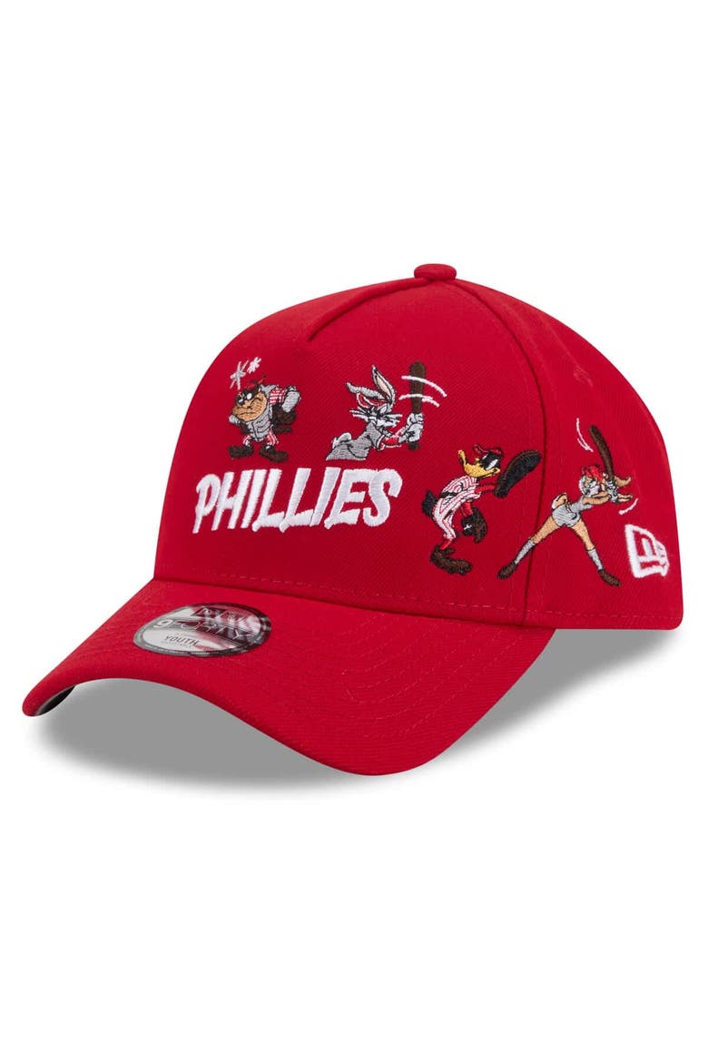 Youth New Era Red Philadelphia Phillies Looney Tunes A-Frame 9FORTY Adjustable Hat, Alternate, color, Red