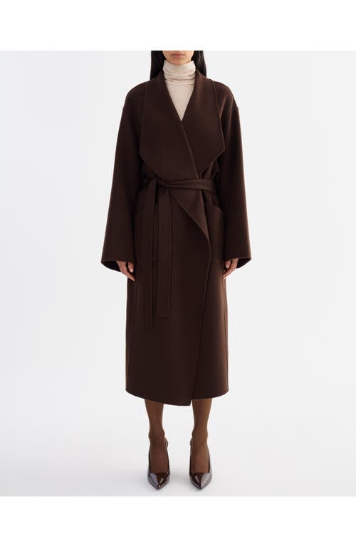 Lamarque Coreen | Belted Wool Maxi Coat In Brown