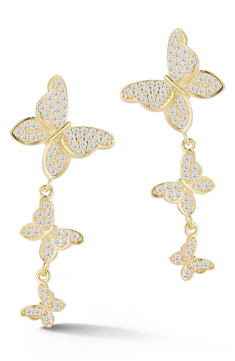 SPHERA MILANO Cubic Zirconia Butterfly Drop Earrings, Main, color, Gold