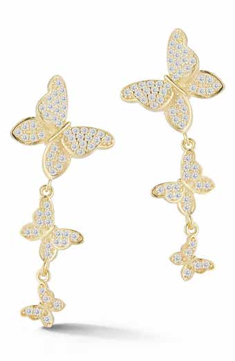 Cubic Zirconia Butterfly Drop Earrings