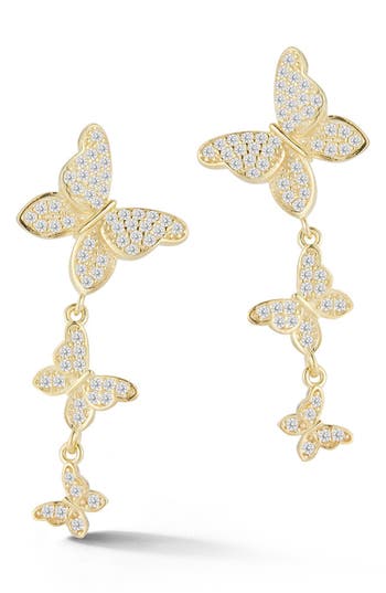 Sphera Milano Cubic Zirconia Butterfly Drop Earrings In Gold