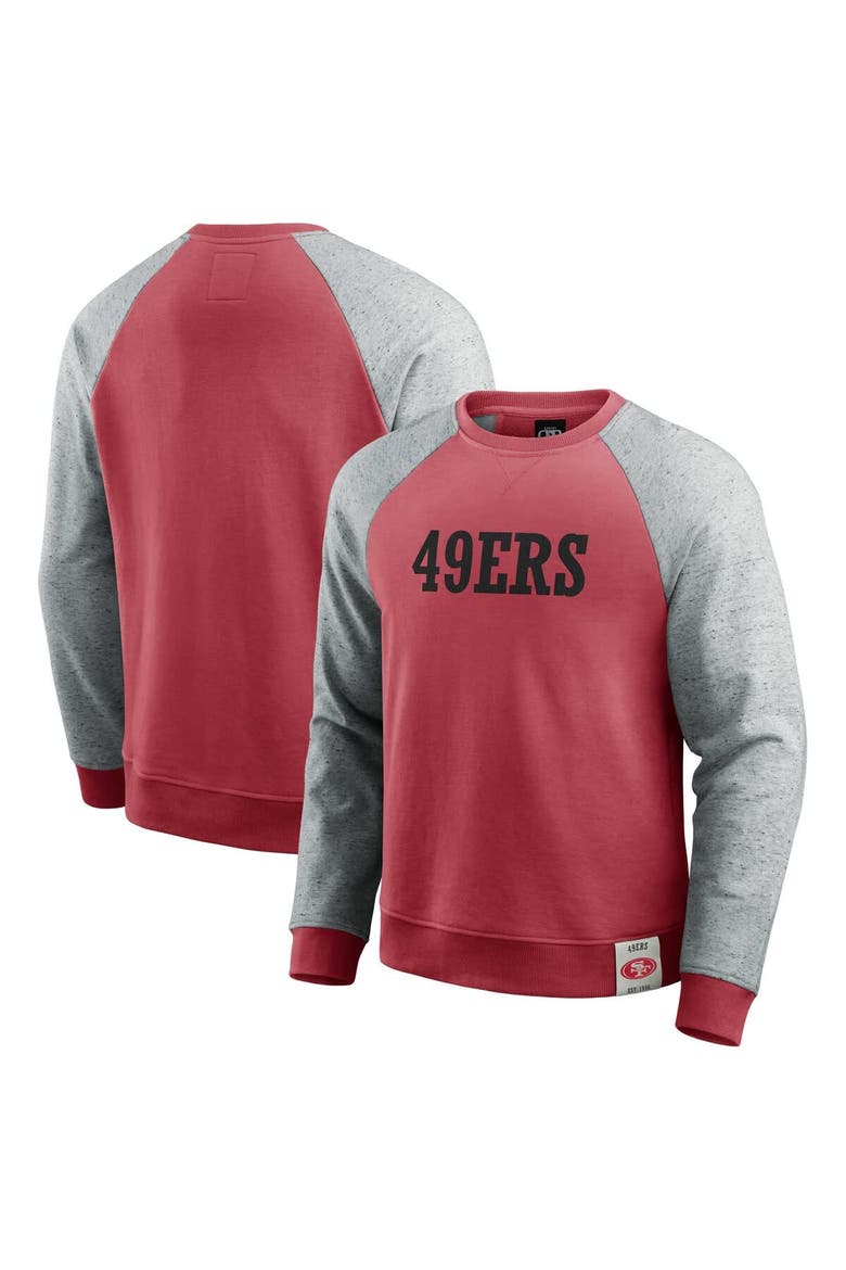 Men's Darius Rucker Collection by Fanatics Scarlet/Heather Gray San Francisco 49ers Colorblock Pullover Sweatshirt, Main, color, Scarlet