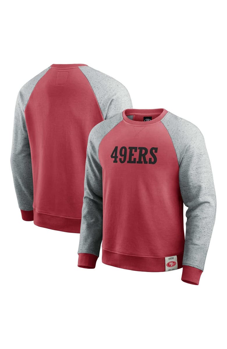 Darius Rucker Collection by Fanatics Men's Darius Rucker Collection by Fanatics Scarlet/Heather Gray San Francisco 49ers Colorblock Pullover Sweatshirt, Main, color, Scarlet