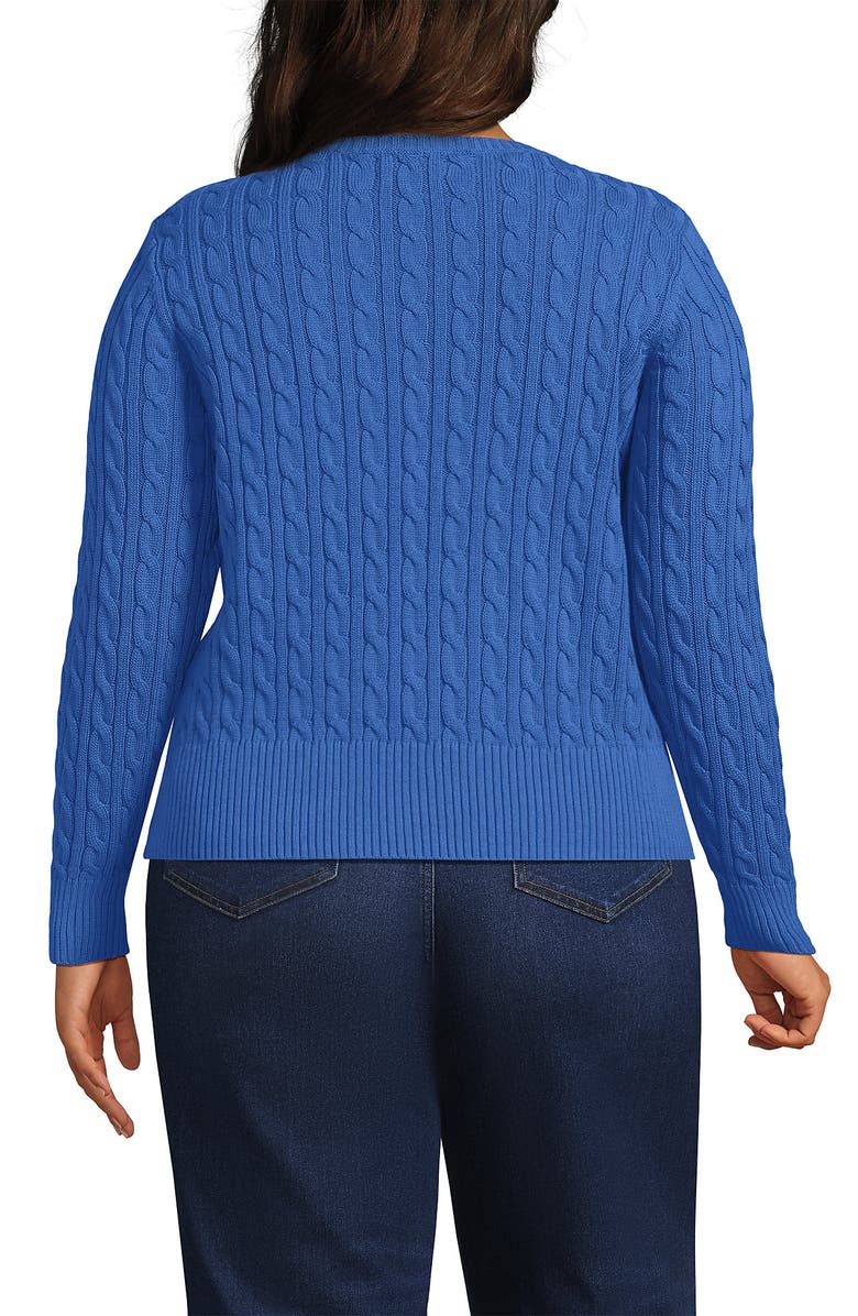 Lands' End Drifter Modern Cable Crew Sweater, Alternate, color, Muted Cobalt Blue