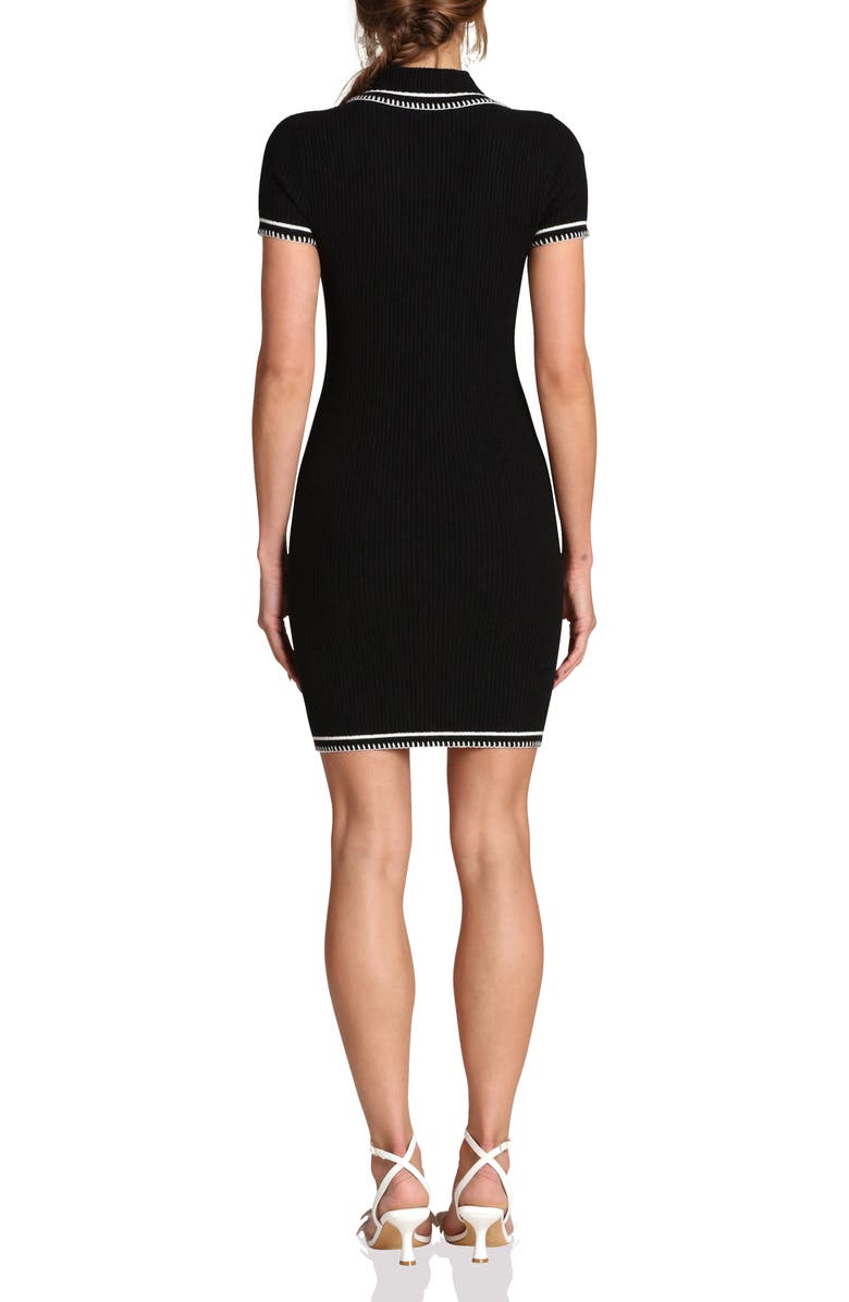 Avec Les Filles Blanket Stich Rib Sweater Dress, Alternate, color, Black And Cream