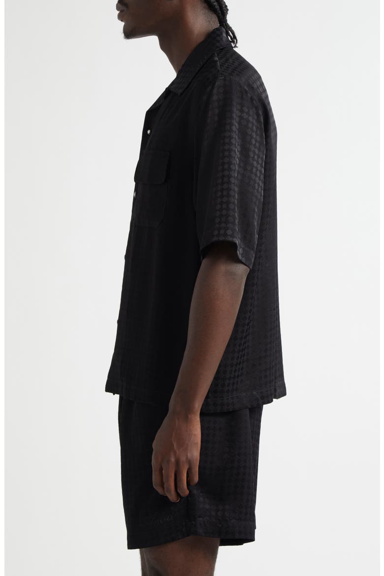 MA Quad Jacquard Camp Shirt, Alternate, color, BLACK