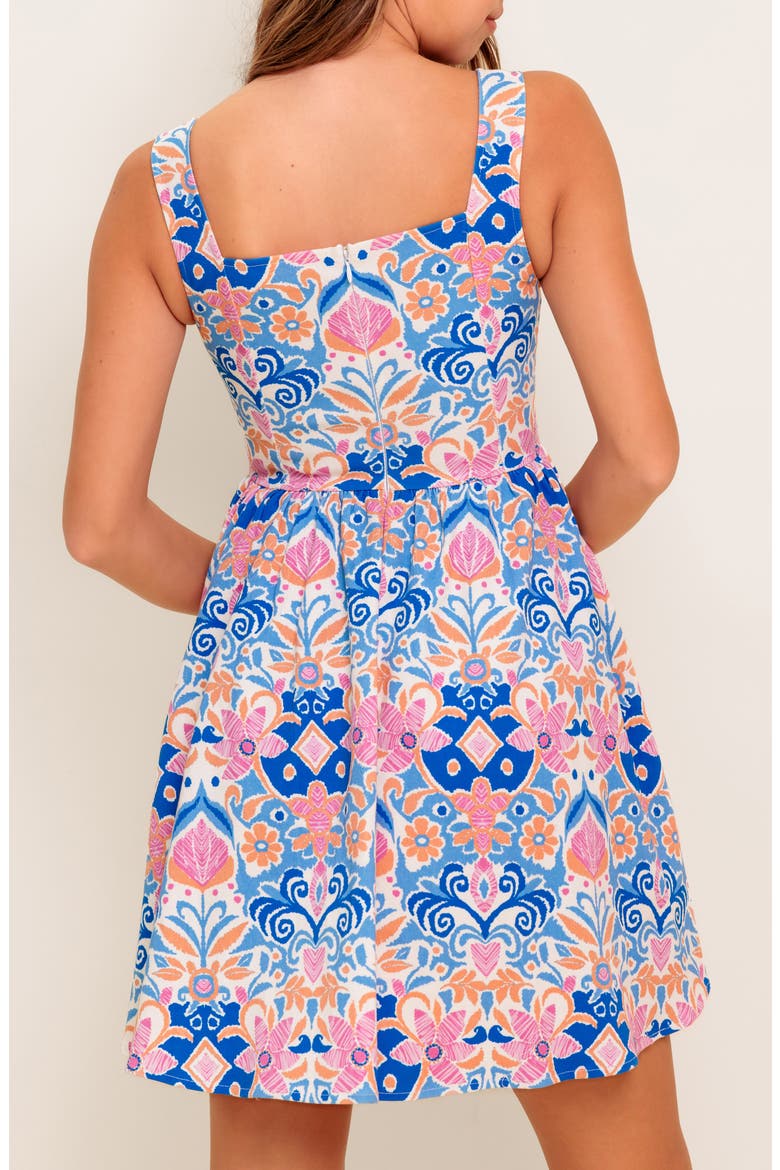 Floral Square Neck Minidress, Alternate, color, BLUE CORAL