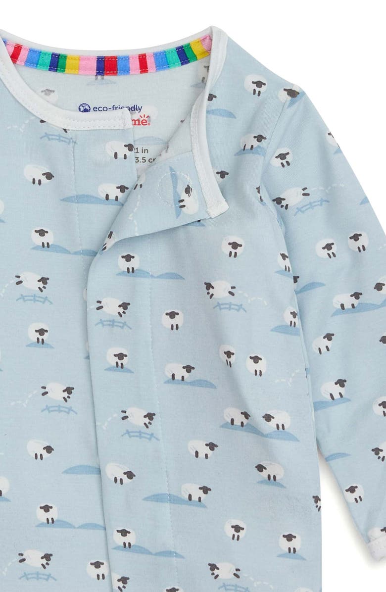 Magnetic Me Baa Baa Baby Sheep Print Footie, Alternate, color, Blue