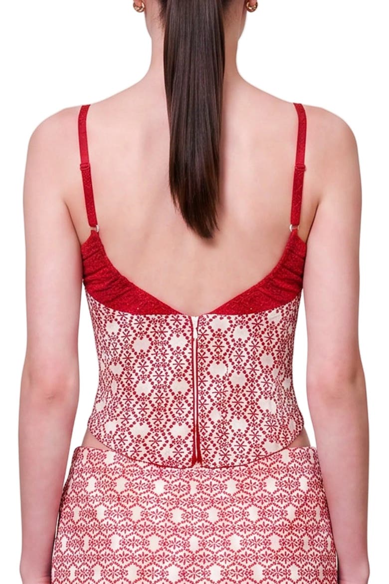 The Broderie Anglaise Edit Embroidered Bodice Corset Top, Alternate, color, Red