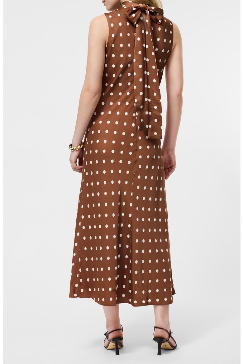Ennis Sleeveless Satin Midi Dress, Alternate, color, CAFE BROWN/ PORCELAIN CREAM