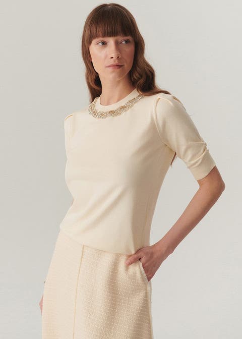 Jordyn Embellished Knit Blouse