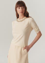 Exquise Jordyn Embellished Knit Blouse