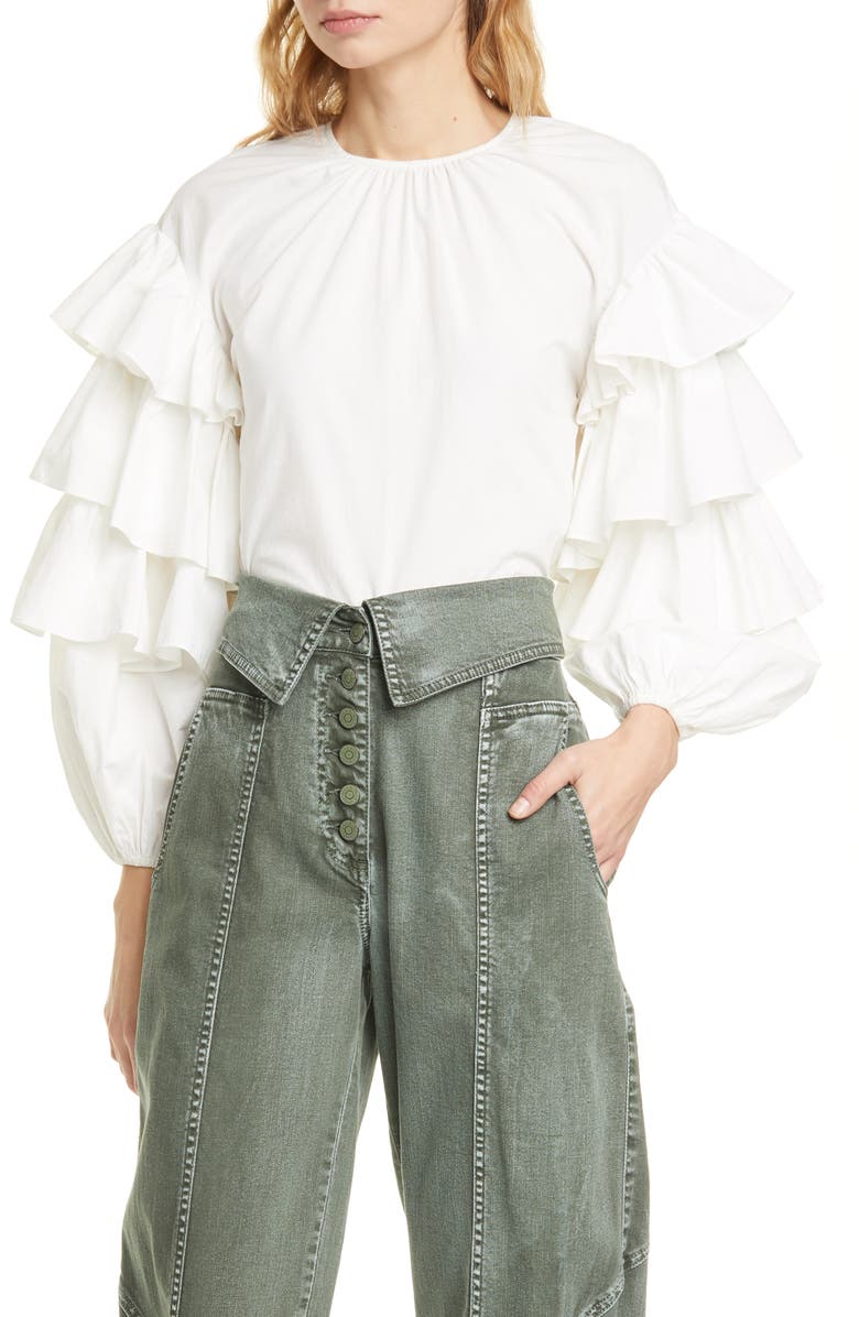 Ulla Johnson Tulia Ruffle Sleeve Blouse, Main, color,