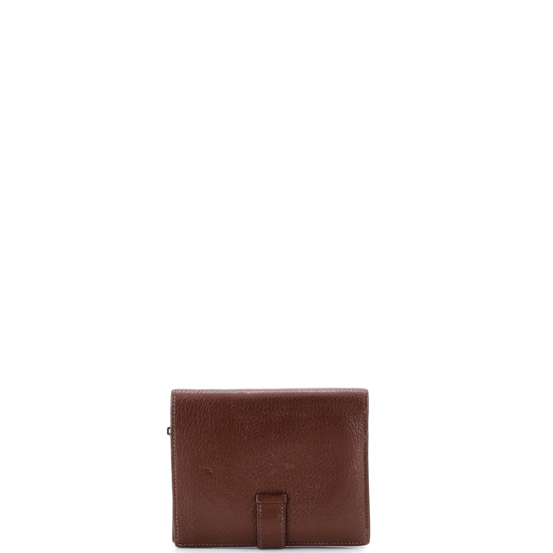 Pre-Owned Hermes Bearn Wallet Tadelakt Compact, Alternate, color, Marron Fonce