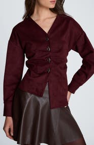 Kenneth Cole Asymmetrical Faux Suede Top