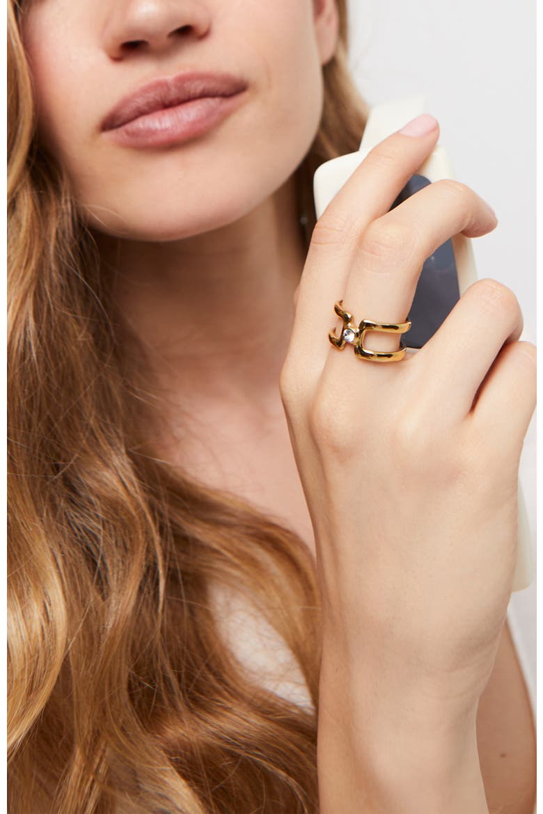 Double Topaz Ring, Alternate, color, Gold