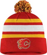 FANATICS Men's Fanatics Red/Yellow Calgary Flames Authentic Pro Cuffed Pom Knit Hat