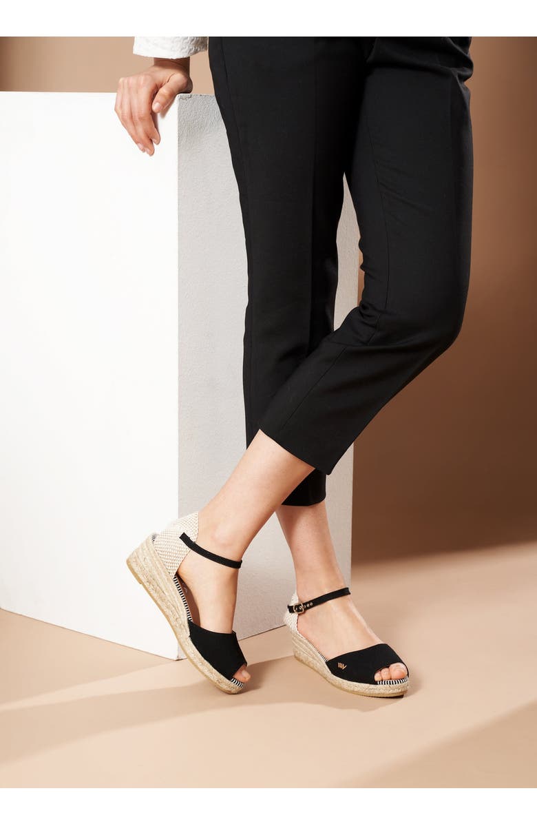 VISCATA Cavall Canvas Espadrille Sandal Wedges, Alternate, color, Black