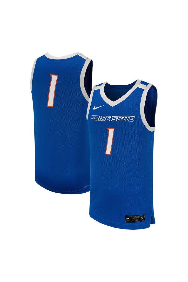 Men's Nike #1 Royal Boise State Broncos Replica Basketball Jersey, Main, color, Royal