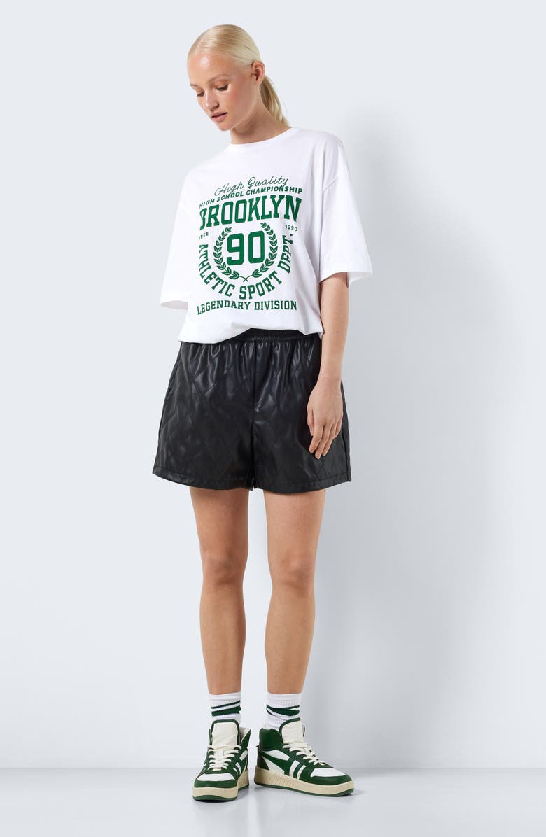 Noisy may Kirstine High Waist Faux Leather Shorts, Alternate, color, Black