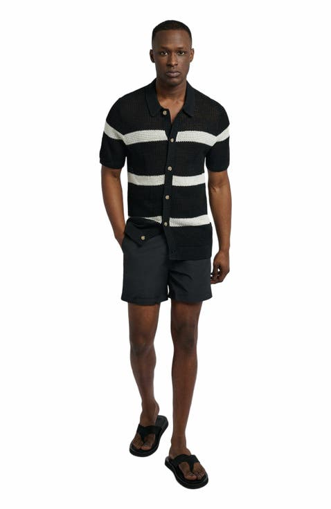 Linen Short Sleeve Button Up Sweater