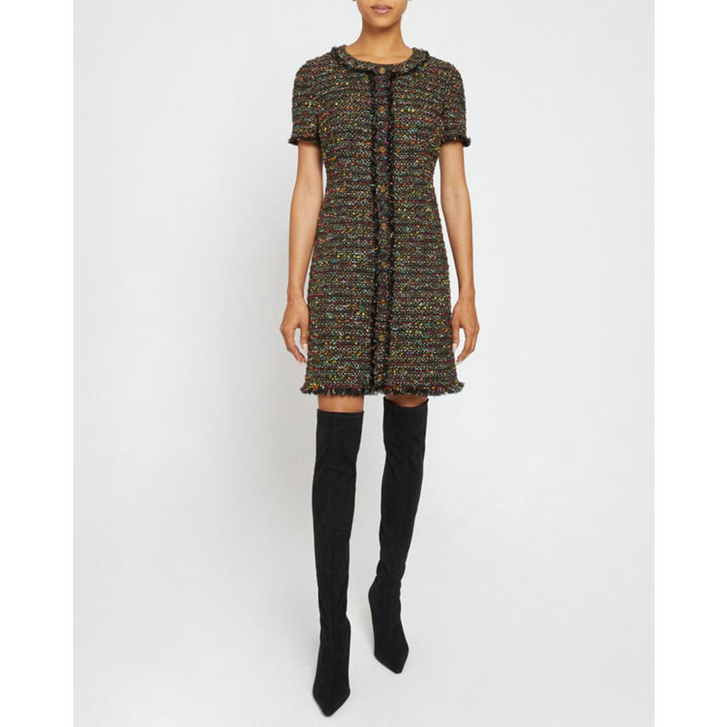 Santorelli Shea Short Sleeve Shift Dress In Sage Multi