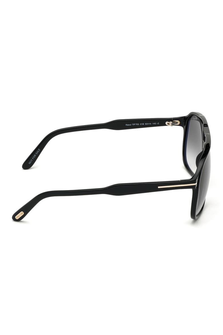Raoul 62mm Gradient Navigator Sunglasses, Alternate, color, SHINY BLACK / SMOKE POLARIZED
