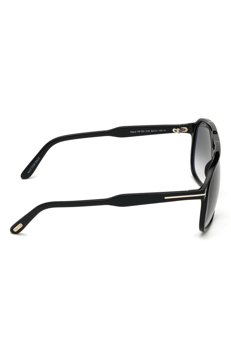 TOM FORD Raoul 62mm Gradient Navigator Sunglasses, Alternate, color, Shiny Black / Smoke Polarized