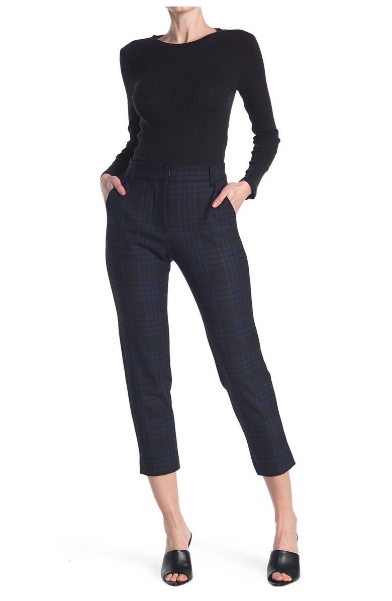 VELVET Plaid Straight Leg Trousers, Main, color,