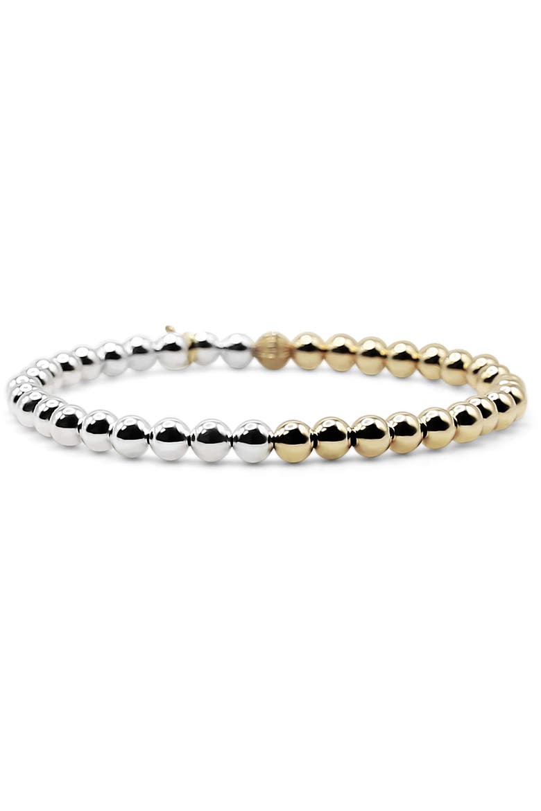 5mm Fusion Two-Tone Beaded Bracelet, Main, color, Silver