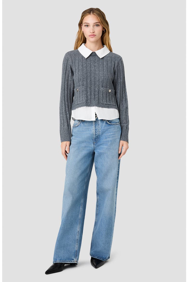 Aleyna Collared Pullover Sweater, Alternate, color, STONE HEATHER GREY