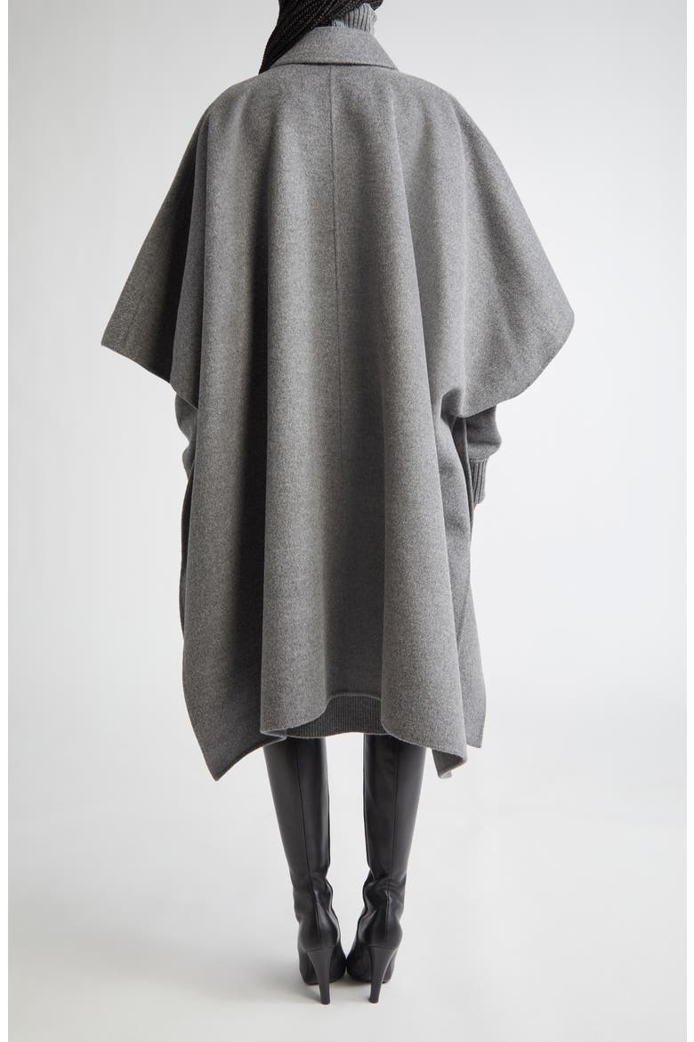 Double Face Wool Melton Poncho Coat, Alternate, color, BANKER MELANGE