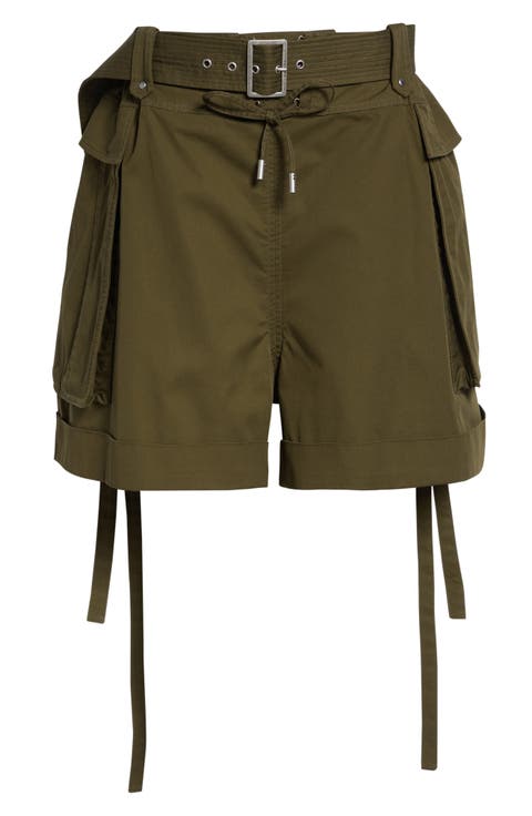 Oversize Cotton Twill Cargo Shorts