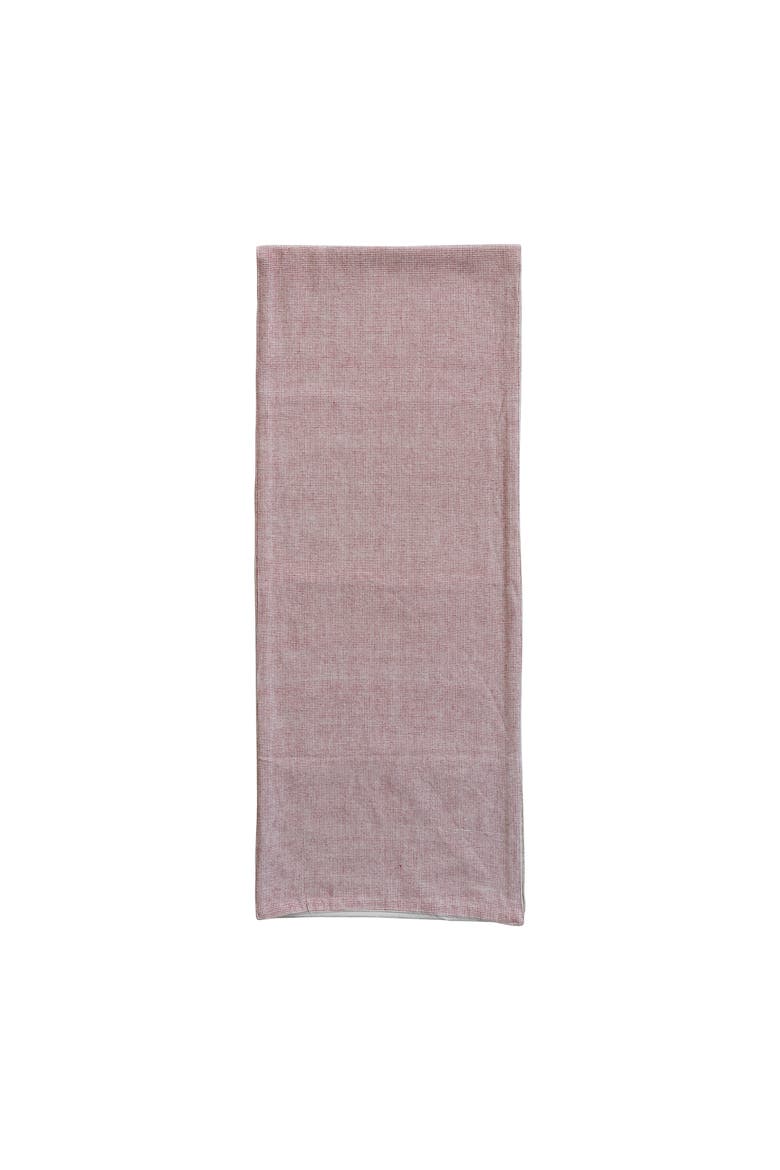 Woven Cotton 2-Sided Table Runner with Grid Pattern, Red & Cream Color, Main, color, Red & Cream