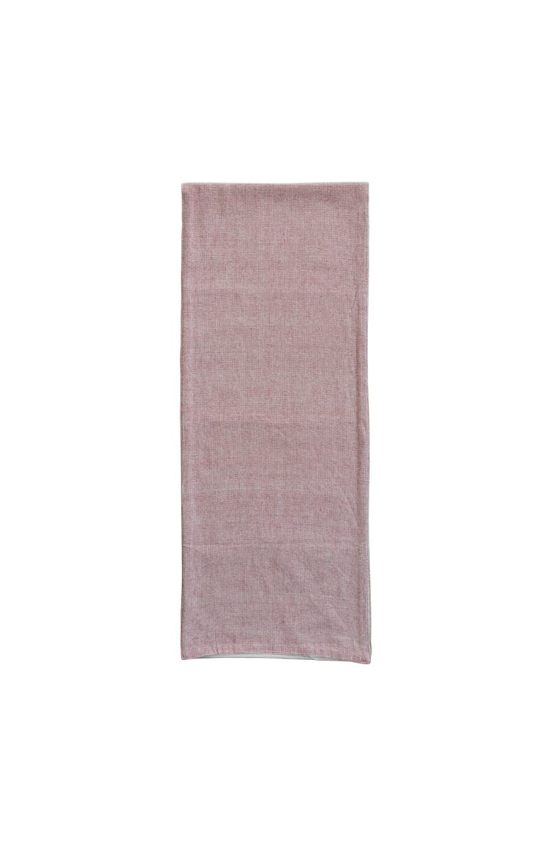 Storied Home Woven Cotton 2-Sided Table Runner with Grid Pattern, Red and Cream Color, Main, color, Red