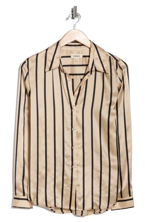 L Agence L'agence Tyler Stripe Long Sleeve Silk Button-up Shirt In Multi