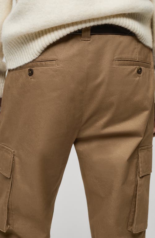 Mango Regular Fit Flat Front Twill Cargo Pants In Medium Brown