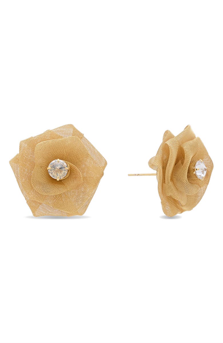 EYE CANDY LOS ANGELES Ammara Bloom Cubic Zirconia Stud Earrings, Main, color, Gold